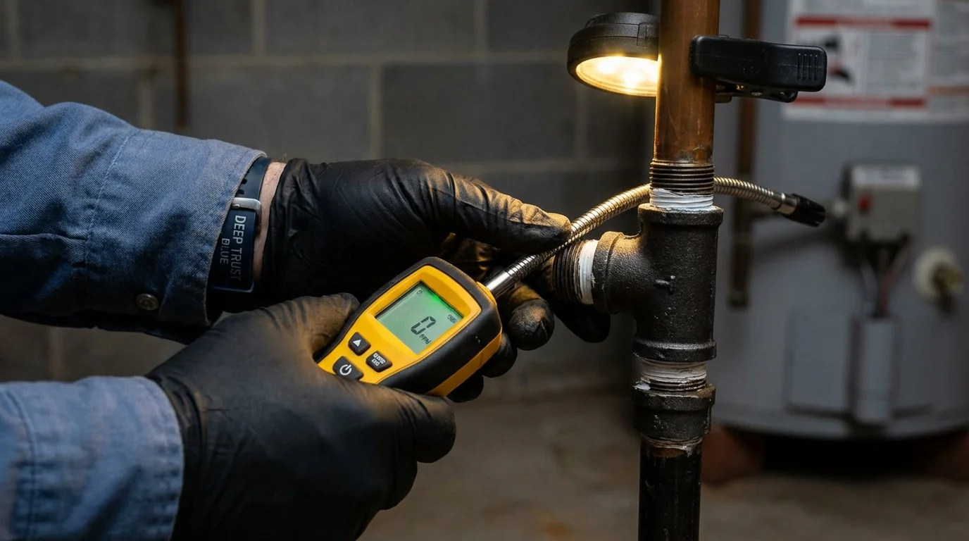 Gas leak detection with electronic sniffer by Johns Plumbing LLC in Bay Shore