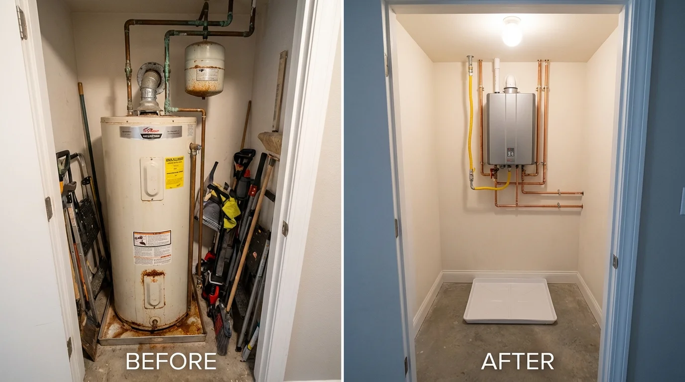 Tank water heater versus wall-mounted tankless unit comparison for Bay Shore, NY homeowners